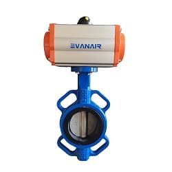 Butterfly Valve Wafer Type EVANAIR Pneumatic Actuator Operated