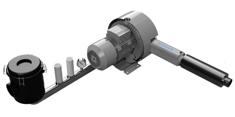 Side Channel Vacuum Pump 2-Stage Assembly EVANAIR